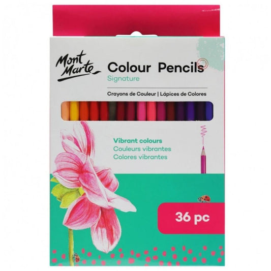Mont Marte Signature Color Pencils 36pc Set - Vibrant, High-Quality Drawing Pencils