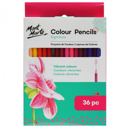 Mont Marte Signature Color Pencils 36pc Set - Vibrant, High-Quality Drawing Pencils