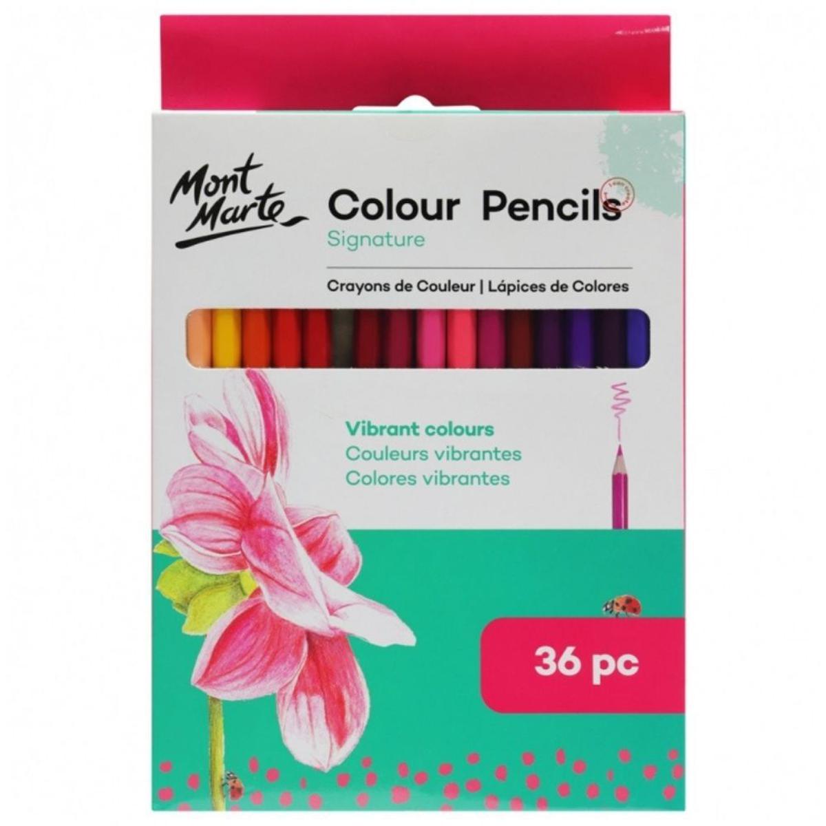 Mont Marte Signature Color Pencils 36pc Set - Vibrant, High-Quality Drawing Pencils