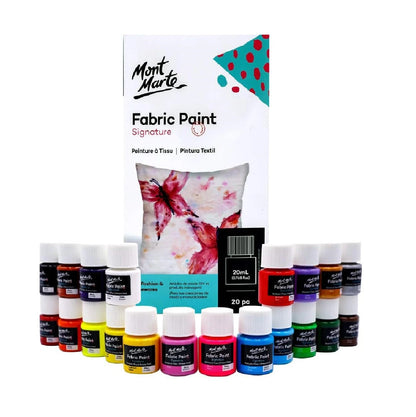 Mont Marte Signature Fabric Paint Set - 20pc x 20ml for Vibrant Textile Art
