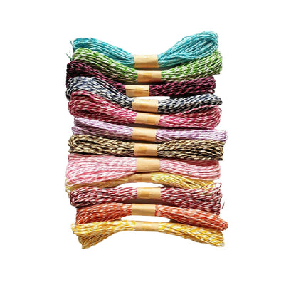 Multi-Colored Twisted Paper Rope Threads (Pack of 12) for DIY Art & Craft Projects