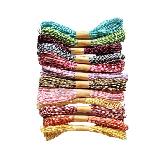 Multi-Colored Twisted Paper Rope Threads (Pack of 12) for DIY Art & Craft Projects