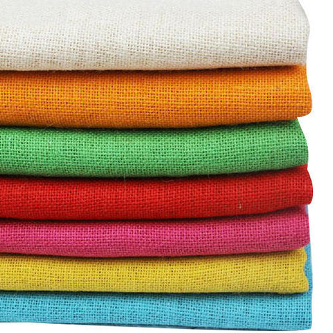 Multicolored Jute Fabric - Pack of 12 Pcs, Ideal for Crafting & DIY Projects