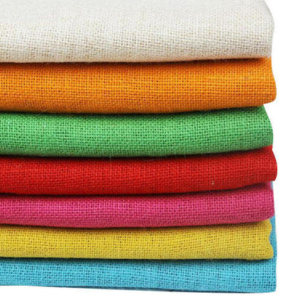 Multicolored Jute Fabric - Pack of 12 Pcs, Ideal for Crafting & DIY Projects