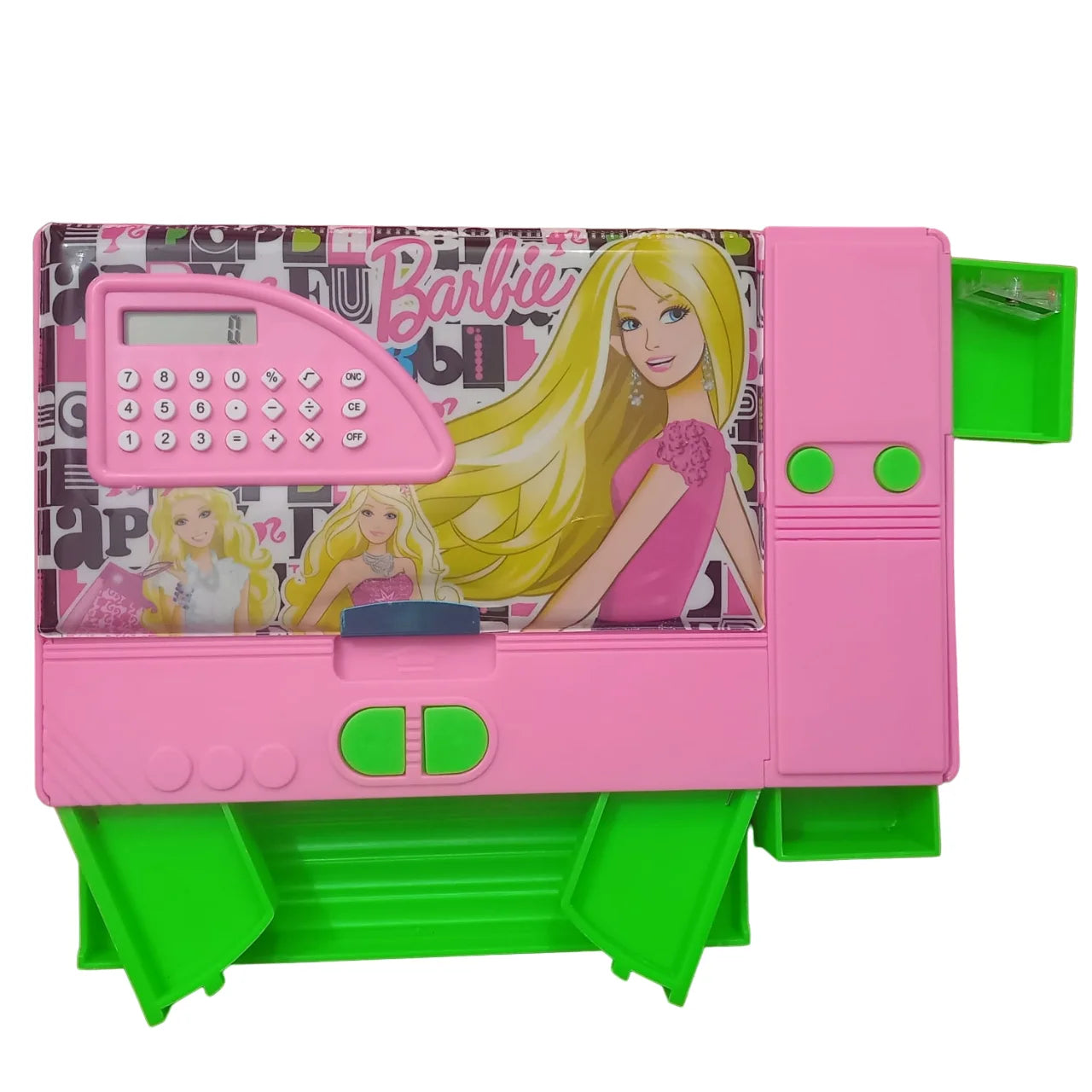 Multifunctional Jumbo Dual-Side Magnetic Pencil Box with Calculator for Kids (Barbie)