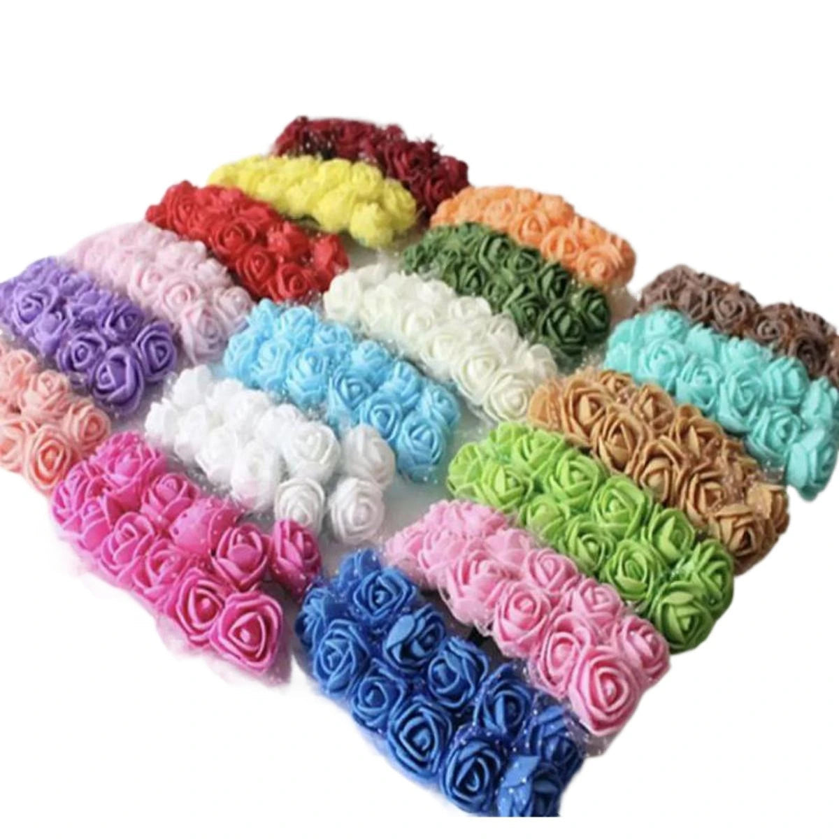 Mini Artificial Rose Flowers (48-Pack): 2 cm Silk Foam for Wedding Bouquets and Home Decor