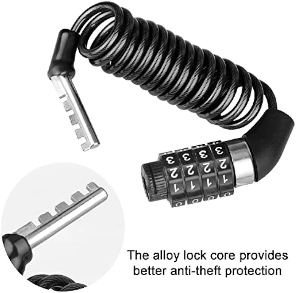 Universal 4-Digit Password Wire Lock – Anti-Theft Smart Security Cable for Motorbikes, Bicycles, and Helmets
