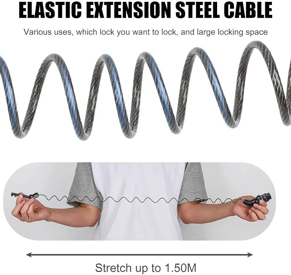 Universal 4-Digit Password Wire Lock – Anti-Theft Smart Security Cable for Motorbikes, Bicycles, and Helmets