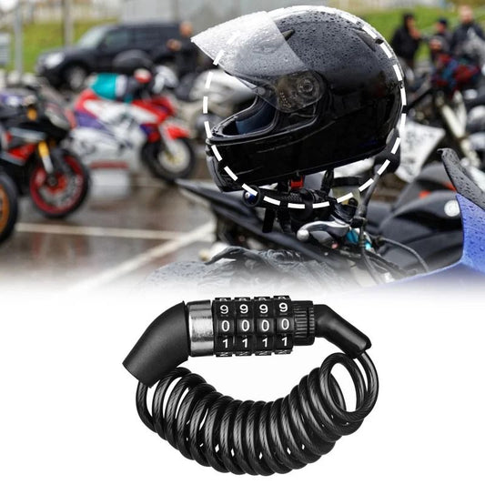 Universal 4-Digit Password Wire Lock – Anti-Theft Smart Security Cable for Motorbikes, Bicycles, and Helmets