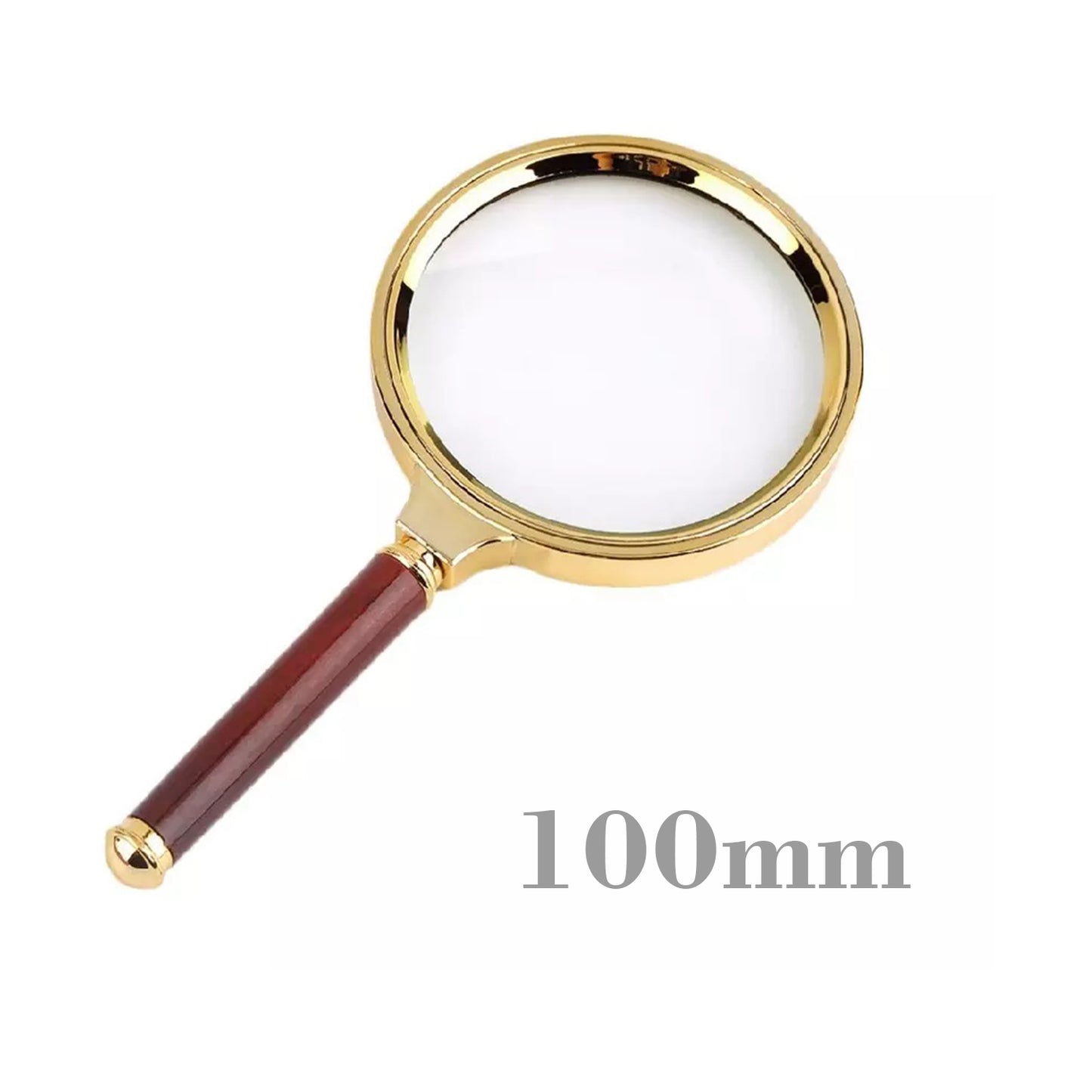 10X Handheld Magnifier Glass with Red Wood Handle - 60/70/80/90/100mm for Jewelers, Repairs