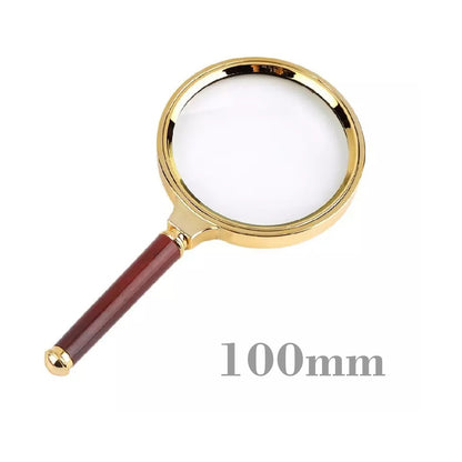 10X Handheld Magnifier Glass with Red Wood Handle - 60/70/80/90/100mm for Jewelers, Repairs