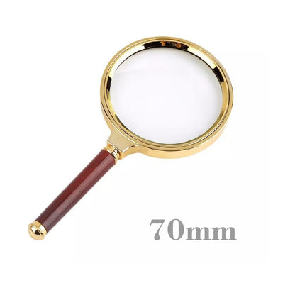 10X Handheld Magnifier Glass with Red Wood Handle - 60/70/80/90/100mm for Jewelers, Repairs