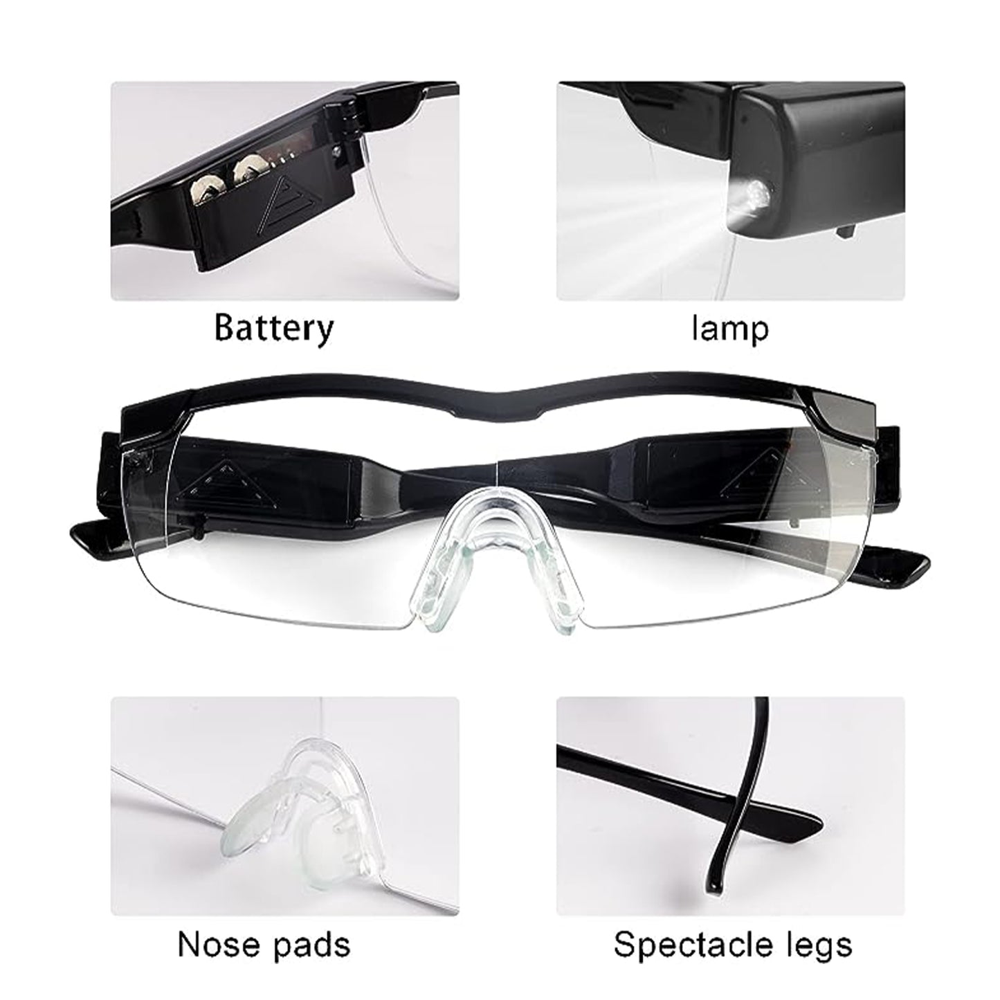 2.0X Magnifying Glass Set with LED Light, Cell Operated for Close Work, DIY, Jewelry