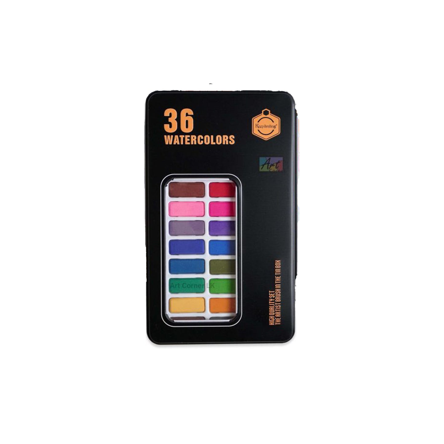 Watercolor Cake Black Tin Box Set 12 18 24 36 Color - Keepsmiling
