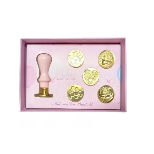 Elegant Wax Seal Stamp Set: Wooden Handle with Brass Head, 6 Beautiful Designs