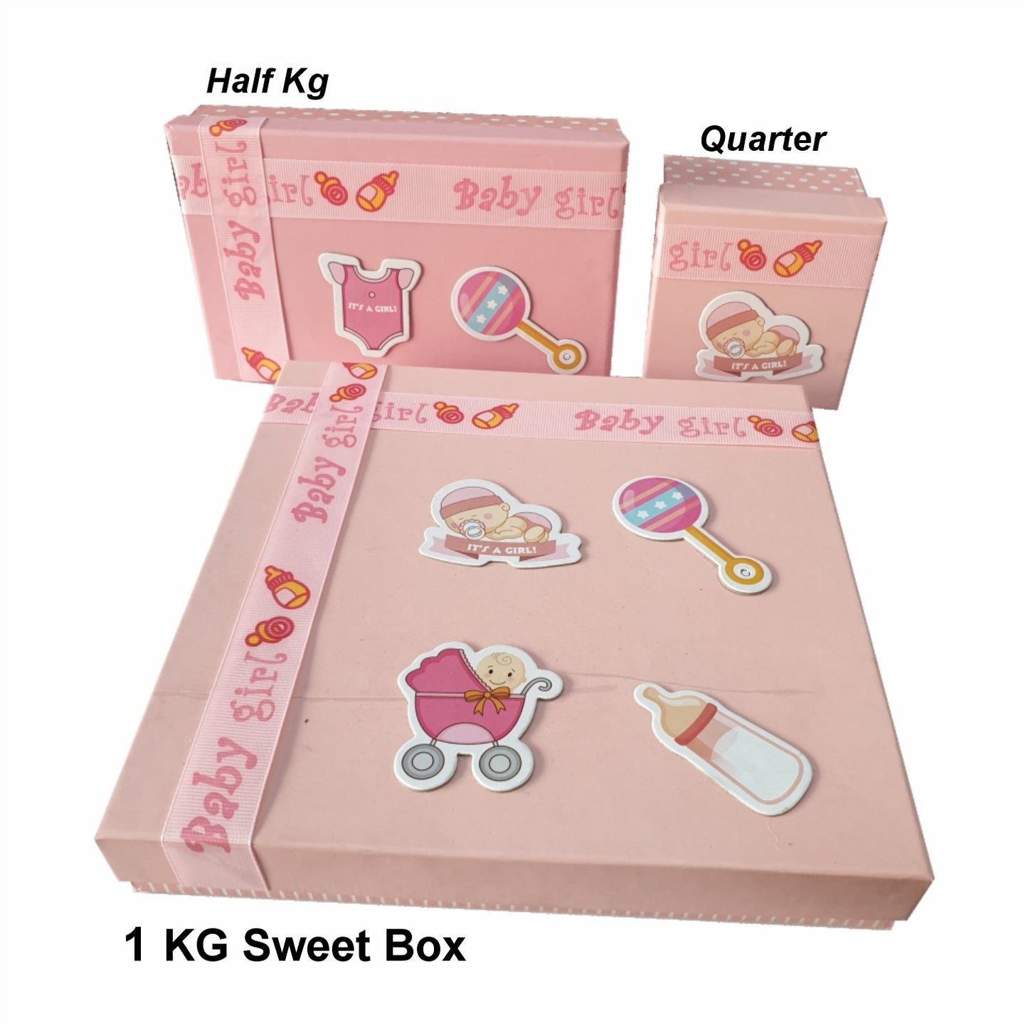 1/4, 1/2, 1 Kg New Born Baby Gift Boxes With Butter Paper / Sweet Box / Gift Box / Mithai Box / 250/500/1000 grams Baby Girl/Pink Box, Baby Boy/Blue Box