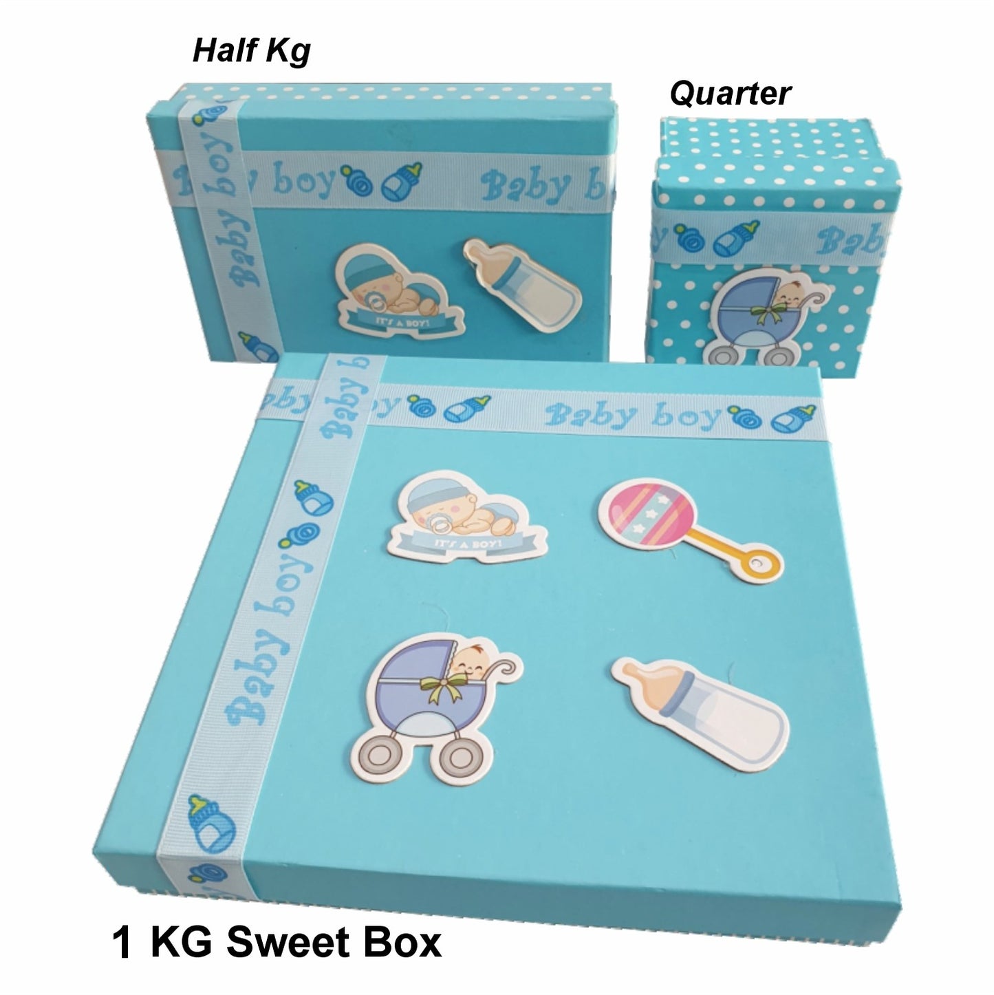 1/4, 1/2, 1 Kg New Born Baby Gift Boxes With Butter Paper / Sweet Box / Gift Box / Mithai Box / 250/500/1000 grams Baby Girl/Pink Box, Baby Boy/Blue Box
