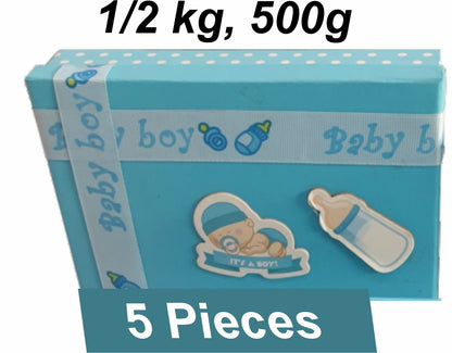 1/4, 1/2, 1 Kg New Born Baby Gift Boxes With Butter Paper / Sweet Box / Gift Box / Mithai Box / 250/500/1000 grams Baby Girl/Pink Box, Baby Boy/Blue Box