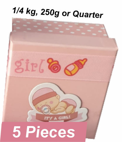 1/4, 1/2, 1 Kg New Born Baby Gift Boxes With Butter Paper / Sweet Box / Gift Box / Mithai Box / 250/500/1000 grams Baby Girl/Pink Box, Baby Boy/Blue Box