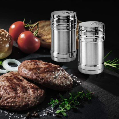 Stainless Steel Salt and Pepper Shaker - Portable Seasoning Bottle for Home, Kitchen, and Outdoor Use