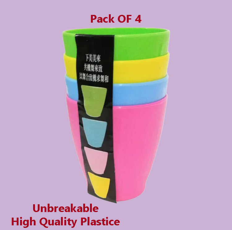 Pack of 4 Unbreakable Plastic Glasses – High Quality, Stylish, and Durable