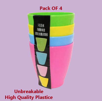 Pack of 4 Unbreakable Plastic Glasses – High Quality, Stylish, and Durable