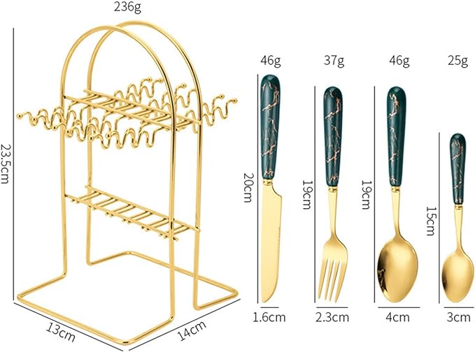 24-Piece Stainless Steel Cutlery Set with Stand – Fork, Spoon, Knife, and Teaspoon for 6 Persons