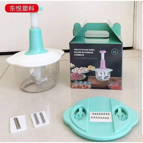 2000ml Chopper - Powerful Manual Food Chopper - Hand held Mini Food Processor, Vegetables, Fruits, Onions Choppers, Dicers and Mincers - Pump Action With 4 blades