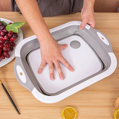 Folding Silicone Cutting Board - Multi-Function Foldable Board & Basket for Easy Food Prep and Transfer