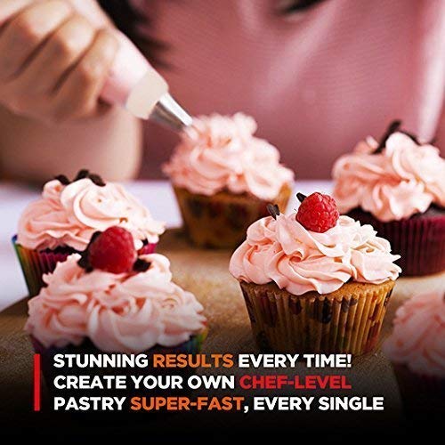 12 Pcs Cake Decorating Nozzles Set - Steel Tips with Washable Icing Bag for Cake and Cupcake Decoration