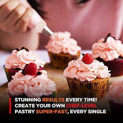 12 Pcs Cake Decorating Nozzles Set - Steel Tips with Washable Icing Bag for Cake and Cupcake Decoration