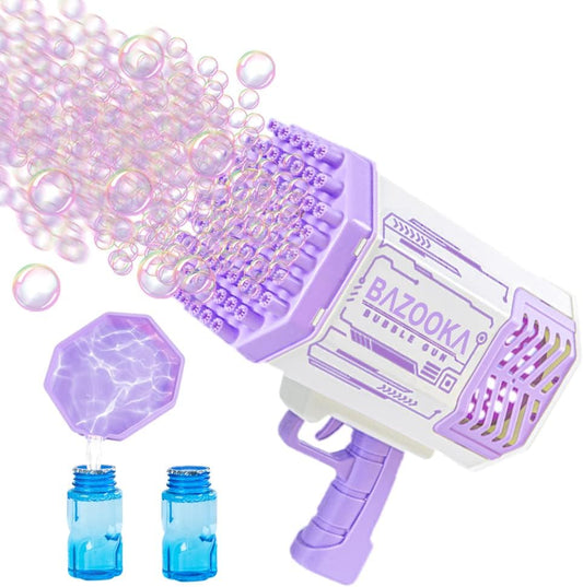 Bubble Machine Gun - 64 Holes with Lights & Bubble Solution - Fun Outdoor & Indoor Toy for Kids & Adults - Perfect for Parties & Events