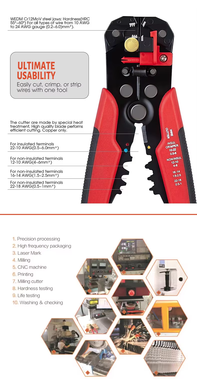 5-in-1 Self-Adjusting Wire Stripping, Cutting, Crimping, and Pliers Tool