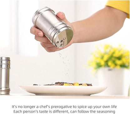 Stainless Steel Salt and Pepper Shaker - Portable Seasoning Bottle for Home, Kitchen, and Outdoor Use