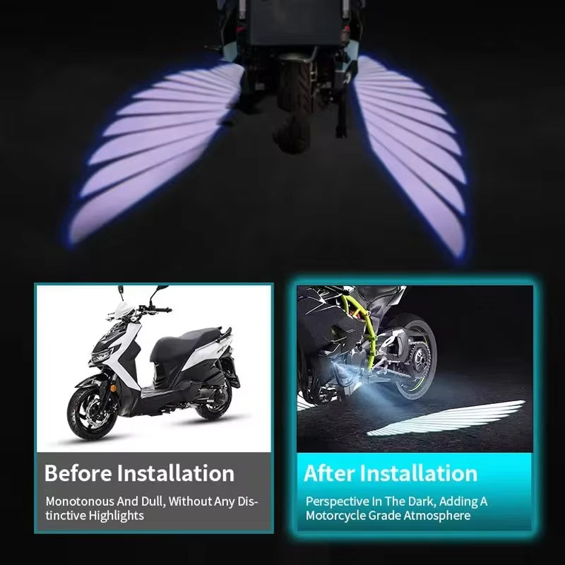 Angel Wings LED Light for Bikes & Cars – High-Quality Decorative Auto Floor Display Lights in Red, Blue & White