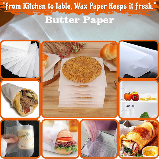 P100 Butter Paper - 9x12 Inch Food Wrapping Paper for Burger, Shawarma, Kababs, and Baking Items