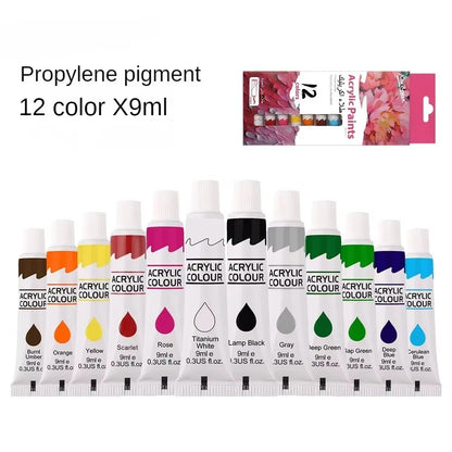 Xin Bowen Acrylic Paint Set - 12 Vibrant Colors (9ml) for DIY Painting, Arts, Crafts, and Finger Painting