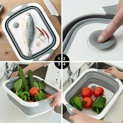 Folding Silicone Cutting Board - Multi-Function Foldable Board & Basket for Easy Food Prep and Transfer