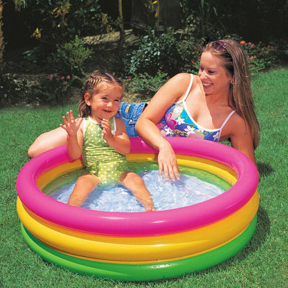 Intex 56441 + 66" x 18" + Sunset Glow Small Pool Bestway Fill N Fun-Play Inflatable Swimming Pool for Kids Baby Bath Tub
