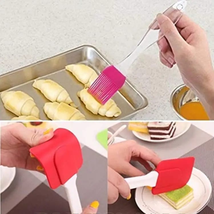 Pack of 2 Silicone Spatula Oil Brushes - Transparent Acrylic Handle for Cooking & Baking