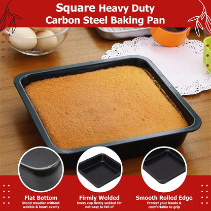9x9 Inch Non-Stick Baking Pan - Square Cake, Pizza, Brownie, and Bread Mold