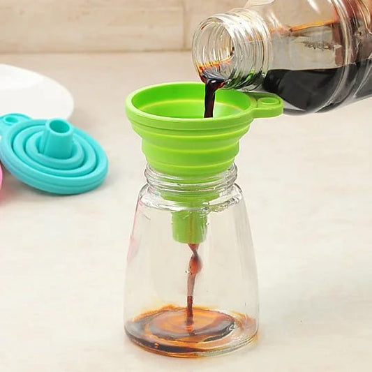 1 Pc Foldable Silicone Funnel - Portable Mini Collapsible Kitchen Funnel for Easy Storage and Use