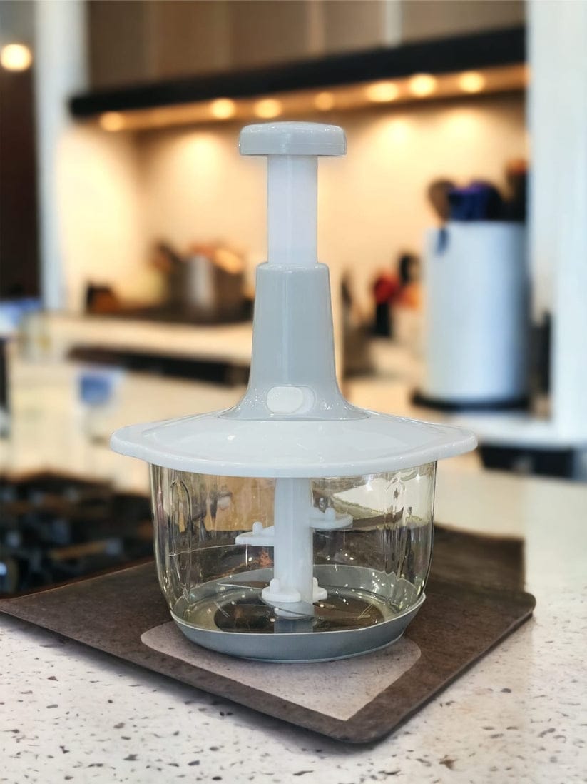 2000ml Chopper - Powerful Manual Food Chopper - Hand held Mini Food Processor, Vegetables, Fruits, Onions Choppers, Dicers and Mincers - Pump Action With 4 blades