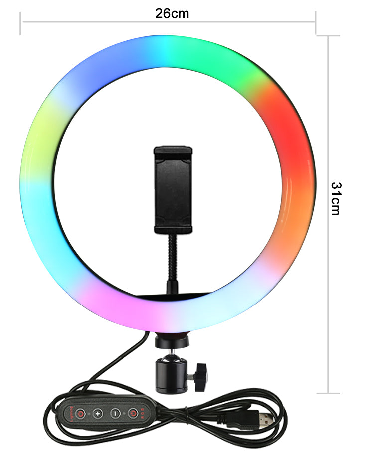 RGB Lamp Mini LED Portable Flash Phone Light with Tripod and Rainbow Shade for Photography and Vlogging