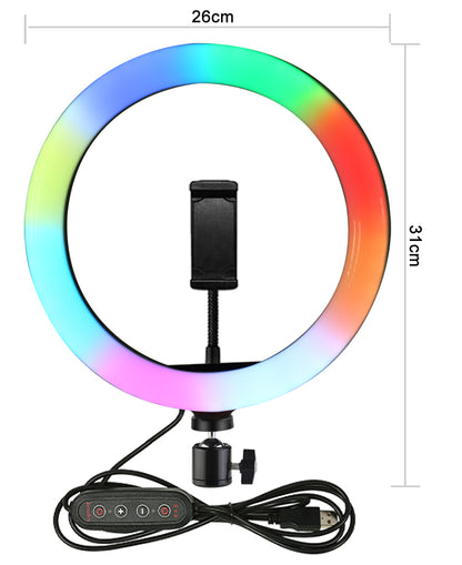RGB Lamp Mini LED Portable Flash Phone Light with Tripod and Rainbow Shade for Photography and Vlogging