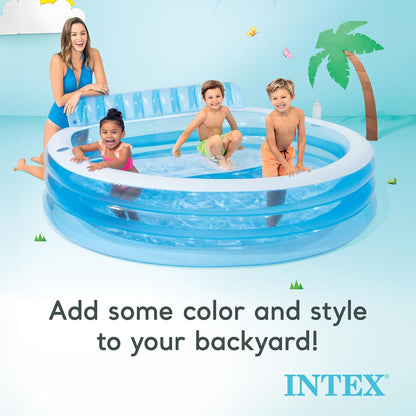 Intex 57190 - 90" x 86" x 31" Inflatable Family Lounge Pool with Built-in Bench & Cup Holder