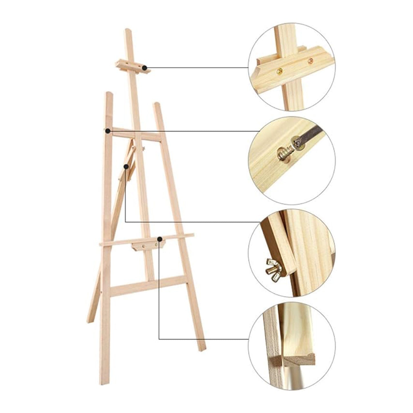Sturdy Wooden Easels for Painting - Choose Your Size: 90cm, 120cm, 150cm, 175cm | Professional & Beginner Artists