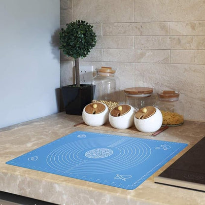 Silicone Fondant Rolling Mat - Large Non-Stick Baking Sheet with Measurements for Dough, Roti, Chapati, Cake, and Kneading - Heat-Resistant & Stretchable Kitchen Tool