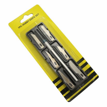 7-Piece Precision Hobby Knife Set with Carbon Steel Blades