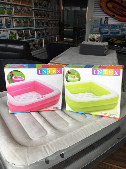 Intex 57100 Play Box Pool – 34" x 34" x 10" – Inflatable Baby Pool for Kids